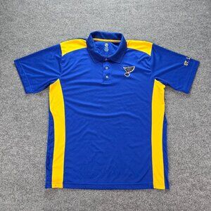 St Louis Blues Polo Shirt Mens XL Blue‎ Yellow Short Sleeve NHL Hockey Sports
